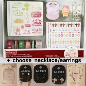Cross Necklace Earrings 444pc Faith Scrapbook Xmas